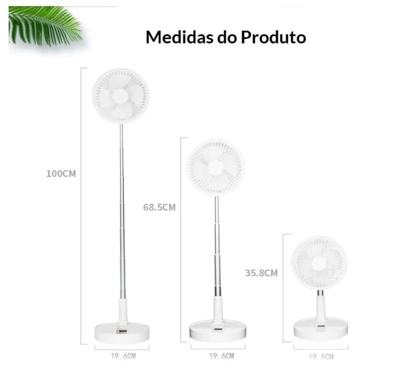 Ventilador Portátil Recarregável Sem Fio Dobrável